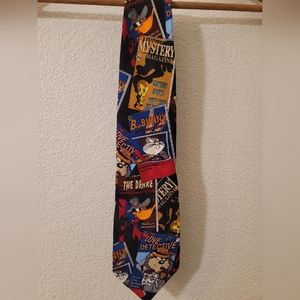 VINTAGE 1997 Warner Bros. Men Tie One Size Black Looney Tunes Comic Allover
